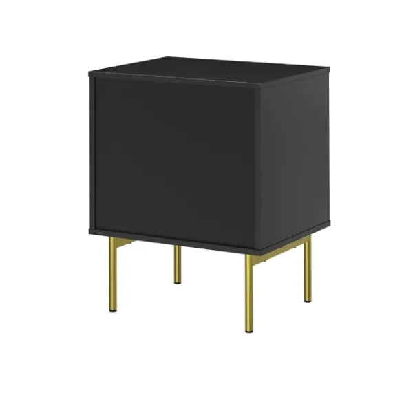 Nightstands-Kirkland's Home And Gold Wave Nightstand Black