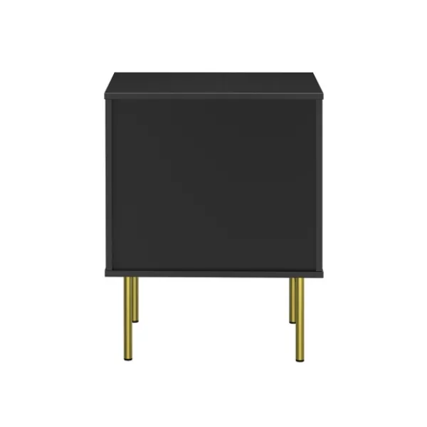 Nightstands-Kirkland's Home And Gold Wave Nightstand Black