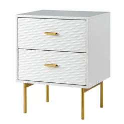 Nightstands-Kirkland's Home And Gold Wave Nightstand White