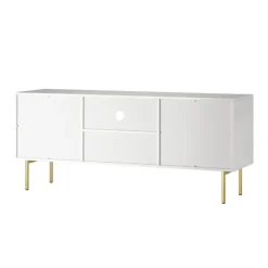 Tv Stands & Media Consoles-Kirkland's Home And Gold Wave Tv Stand White