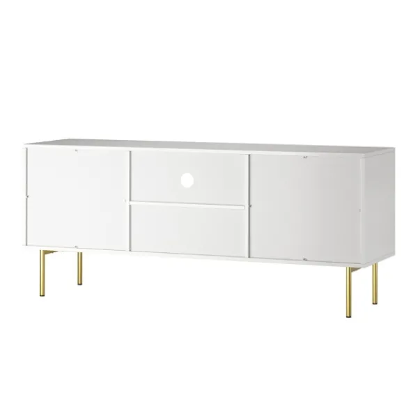 Tv Stands & Media Consoles-Kirkland's Home And Gold Wave Tv Stand White