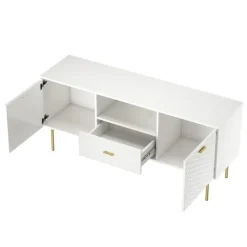 Tv Stands & Media Consoles-Kirkland's Home And Gold Wave Tv Stand White
