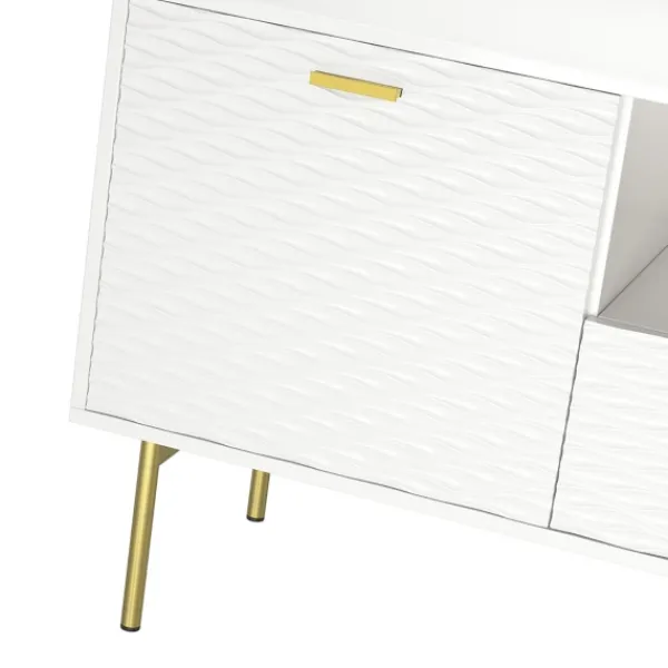 Tv Stands & Media Consoles-Kirkland's Home And Gold Wave Tv Stand White
