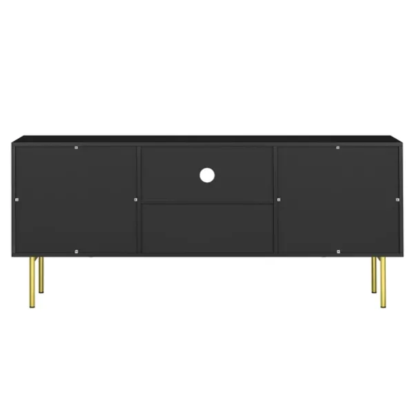 Tv Stands & Media Consoles-Kirkland's Home And Gold Wave Tv Stand Black