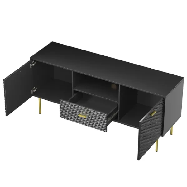 Tv Stands & Media Consoles-Kirkland's Home And Gold Wave Tv Stand Black