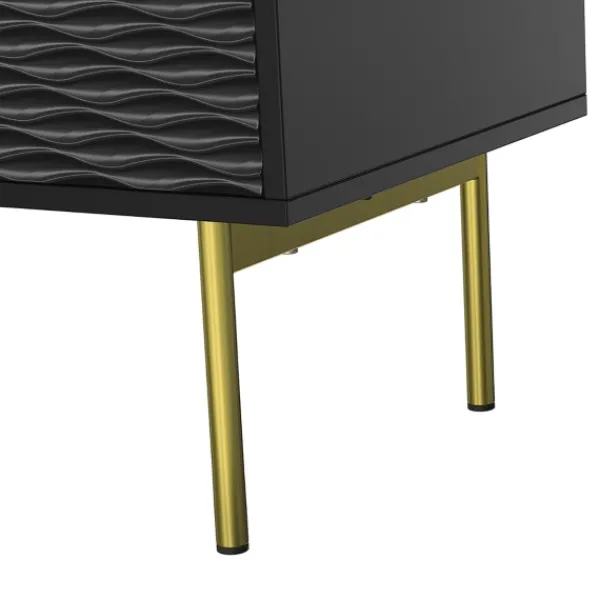 Tv Stands & Media Consoles-Kirkland's Home And Gold Wave Tv Stand Black
