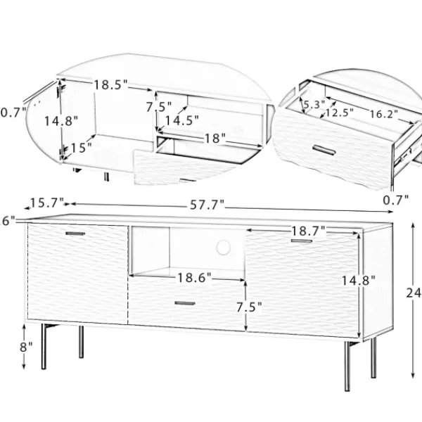 Tv Stands & Media Consoles-Kirkland's Home And Gold Wave Tv Stand Black