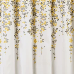 Shower Curtains-Kirkland's Home And Gray Weeping Flower Shower Curtain Yellow