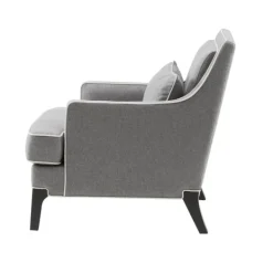 Accent Chairs-Kirkland's Home And Ivory Trim Upholstered Armchair Gray