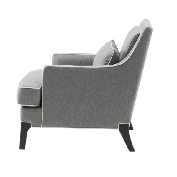 Accent Chairs-Kirkland's Home And Ivory Trim Upholstered Armchair Gray