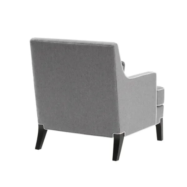 Accent Chairs-Kirkland's Home And Ivory Trim Upholstered Armchair Gray