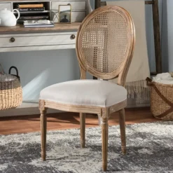 Dining Chairs-Kirkland's Home And Natural Cane Oval Back Dining Chair White