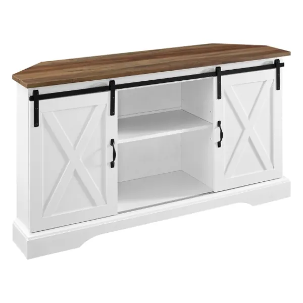 Tv Stands & Media Consoles-Kirkland's Home And Natural Sliding Barn Door Tv Stand White
