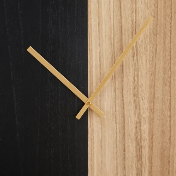 Clocks-Kirkland's Home And Natural 2-Tone Wood Wall Clock Black