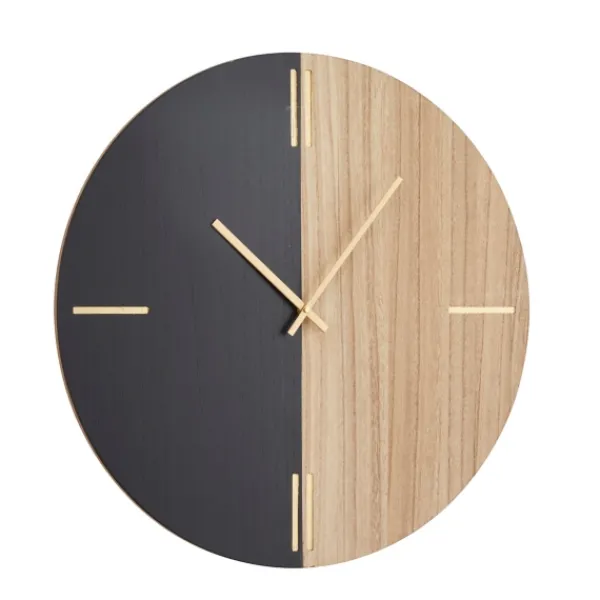 Clocks-Kirkland's Home And Natural 2-Tone Wood Wall Clock Black