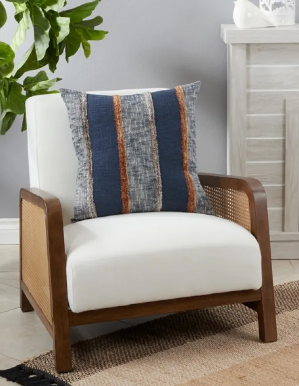 Pillows-Kirkland's Home And Orange Vertical Stripe Throw Pillow Blue