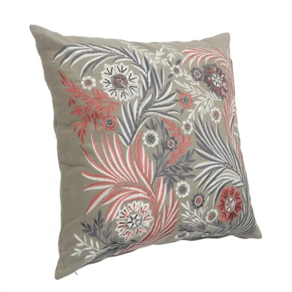 Pillows-Kirkland's Home And Pink Feather Garden Cotton Pillow Gray