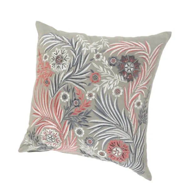 Pillows-Kirkland's Home And Pink Feather Garden Cotton Pillow Gray