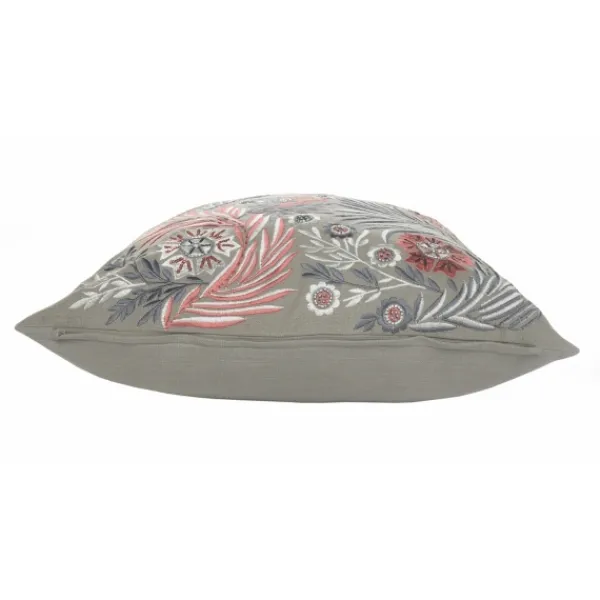 Pillows-Kirkland's Home And Pink Feather Garden Cotton Pillow Gray