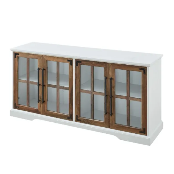 Tv Stands & Media Consoles-Kirkland's Home And Rustic Oak Glass Door Tv Stand White