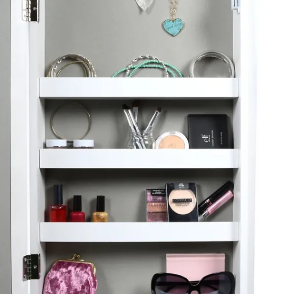 Full Length & Floor Mirrors-Kirkland's Home And Silver Wood Mirror Armoire White