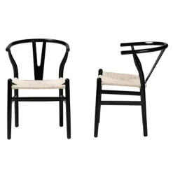 Dining Chairs-Kirkland's Home And Tan Wishbone Dining Chairs, Set Of 2 Black
