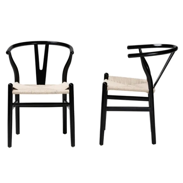 Dining Chairs-Kirkland's Home And Tan Wishbone Dining Chairs, Set Of 2 Black
