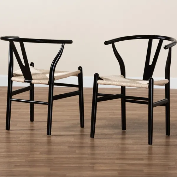 Dining Chairs-Kirkland's Home And Tan Wishbone Dining Chairs, Set Of 2 Black