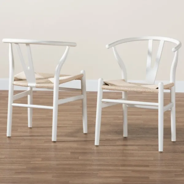 Dining Chairs-Kirkland's Home And Tan Wishbone Dining Chairs, Set Of 2 White