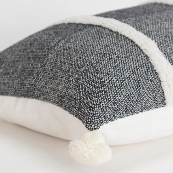 Pillows-Kirkland's Home And White Artisanal Stripes Lumbar Pillow Black
