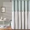 Shower Curtains-Kirkland's Home And White Button Accent Linen Shower Curtain Blue