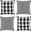 Pillows-Kirkland's Home And White Gingham Pillow Covers, Set Of 4 Black