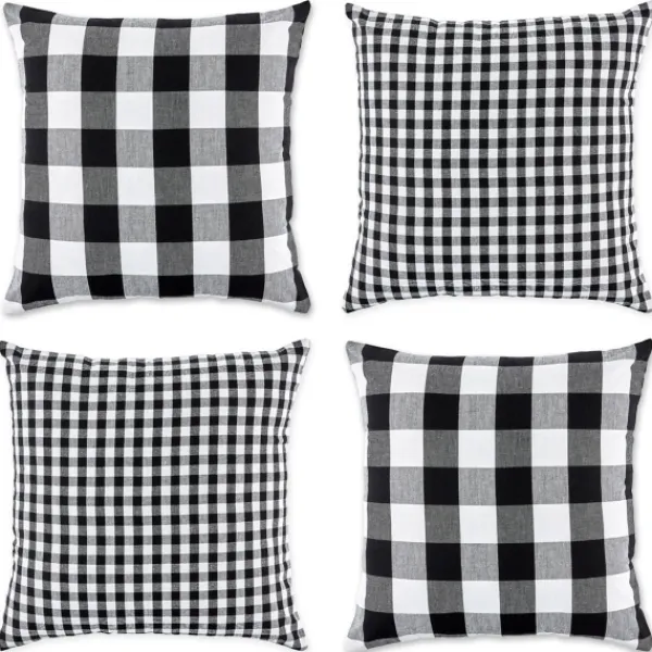 Pillows-Kirkland's Home And White Gingham Pillow Covers, Set Of 4 Black