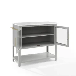 Kitchen Islands & Bar Carts-Kirkland's Home And White Marble Top Kitchen Island Gray