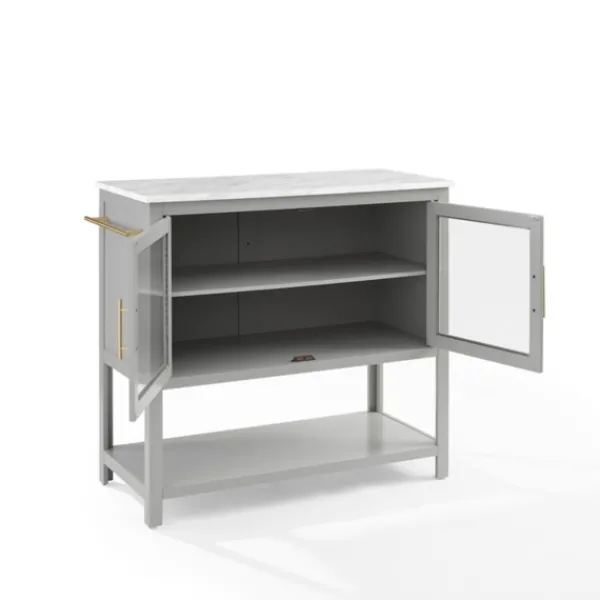 Kitchen Islands & Bar Carts-Kirkland's Home And White Marble Top Kitchen Island Gray