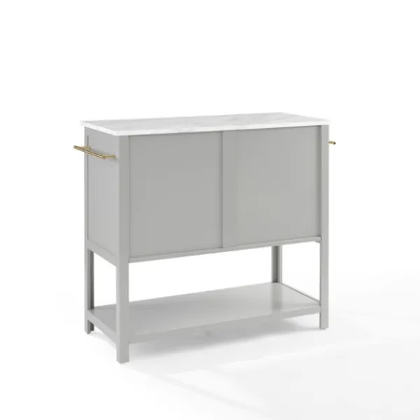Kitchen Islands & Bar Carts-Kirkland's Home And White Marble Top Kitchen Island Gray