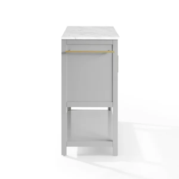 Kitchen Islands & Bar Carts-Kirkland's Home And White Marble Top Kitchen Island Gray