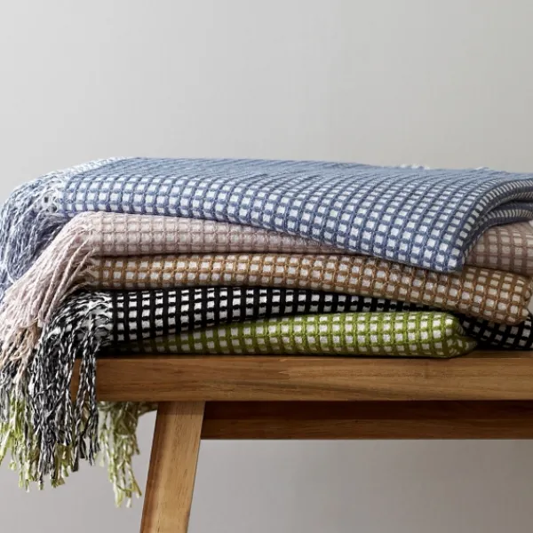 Blankets & Throws-Kirkland's Home And White Waffle Knit Fringe Throw Black