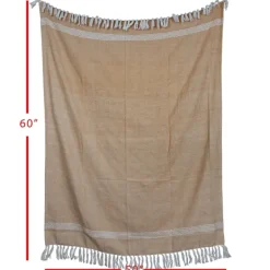 Blankets & Throws-Kirkland's Home And White With Fringe Throw Blanket Tan