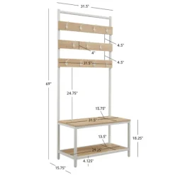 Entryway Furniture-Kirkland's Home And White Wood Bench Hall Tree Brown