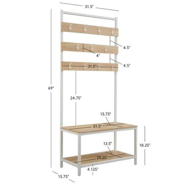 Entryway Furniture-Kirkland's Home And White Wood Bench Hall Tree Brown