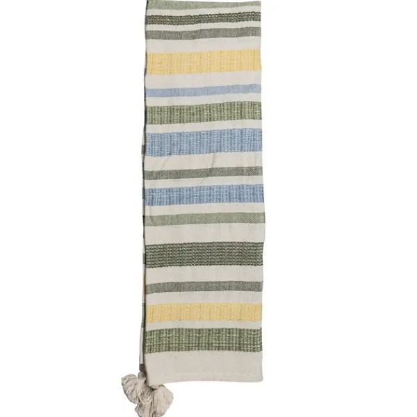 Blankets & Throws-Kirkland's Home And Yellow Stripe Throw Blanket Blue