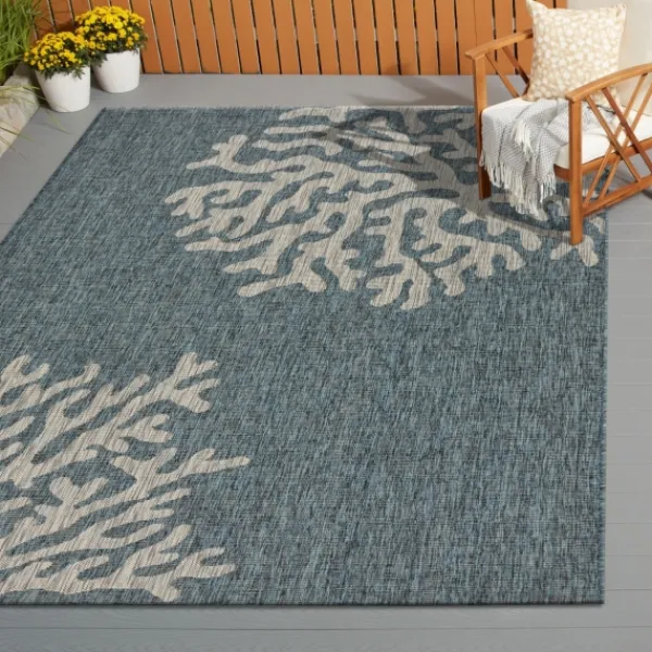 Outdoor Rugs-Kirkland's Home Andros Reef Captiva Outdoor Area Rug, 7X9 Blue/Tan