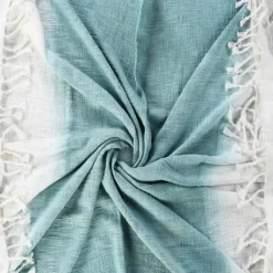 Blankets & Throws-Kirkland's Home Angel Blue Shibori Slab Fringe Throw Blue/White