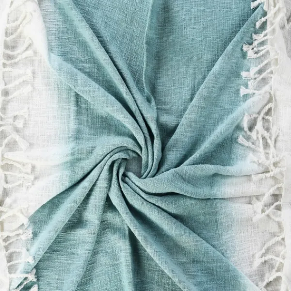 Blankets & Throws-Kirkland's Home Angel Blue Shibori Slab Fringe Throw Blue/White