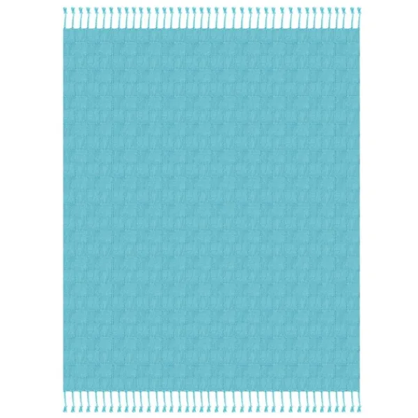 Blankets & Throws-Kirkland's Home Angel Checkered Weave Fringe Throw Blue