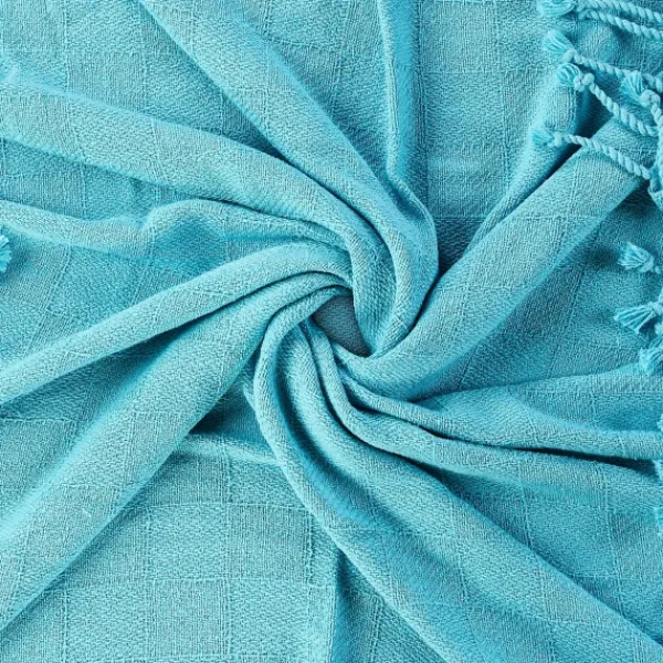 Blankets & Throws-Kirkland's Home Angel Checkered Weave Fringe Throw Blue