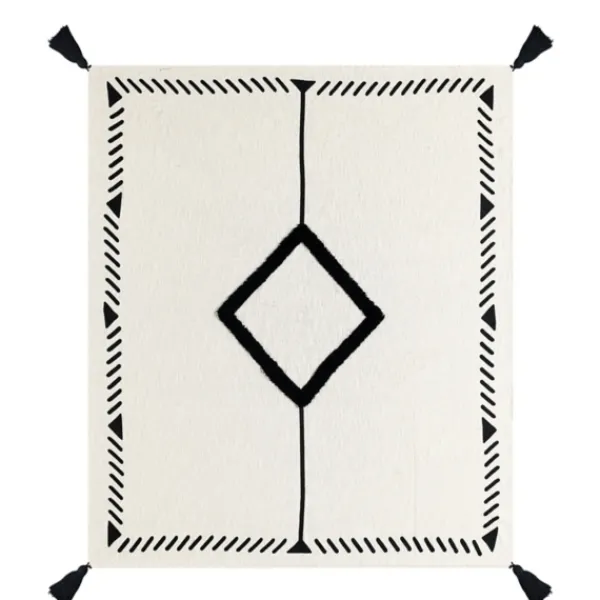 Blankets & Throws-Kirkland's Home Anna Black And White Diamond Throw White/Black