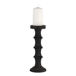 Candle Holders-Kirkland's Home Antique Beaded Column Candle Holder, 15 In. Black