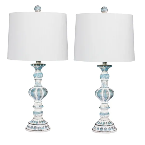 Table Lamps-Kirkland's Home Antique Blue Candlestick Table Lamps, Set Of 2 Blue/White